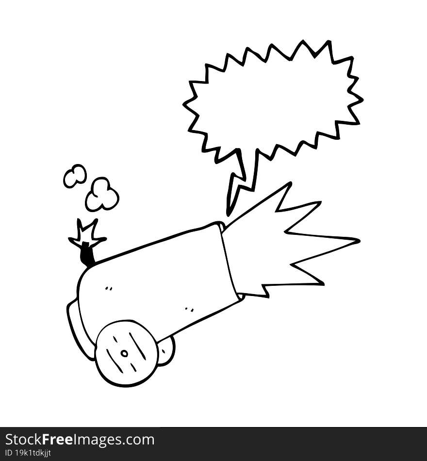 freehand drawn speech bubble cartoon cannon firing