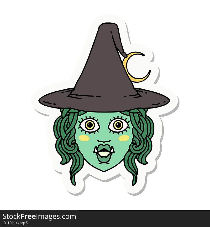 Half Orc Witch Character Face Sticker