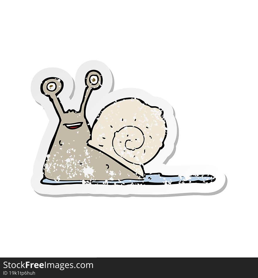 retro distressed sticker of a cartoon snail