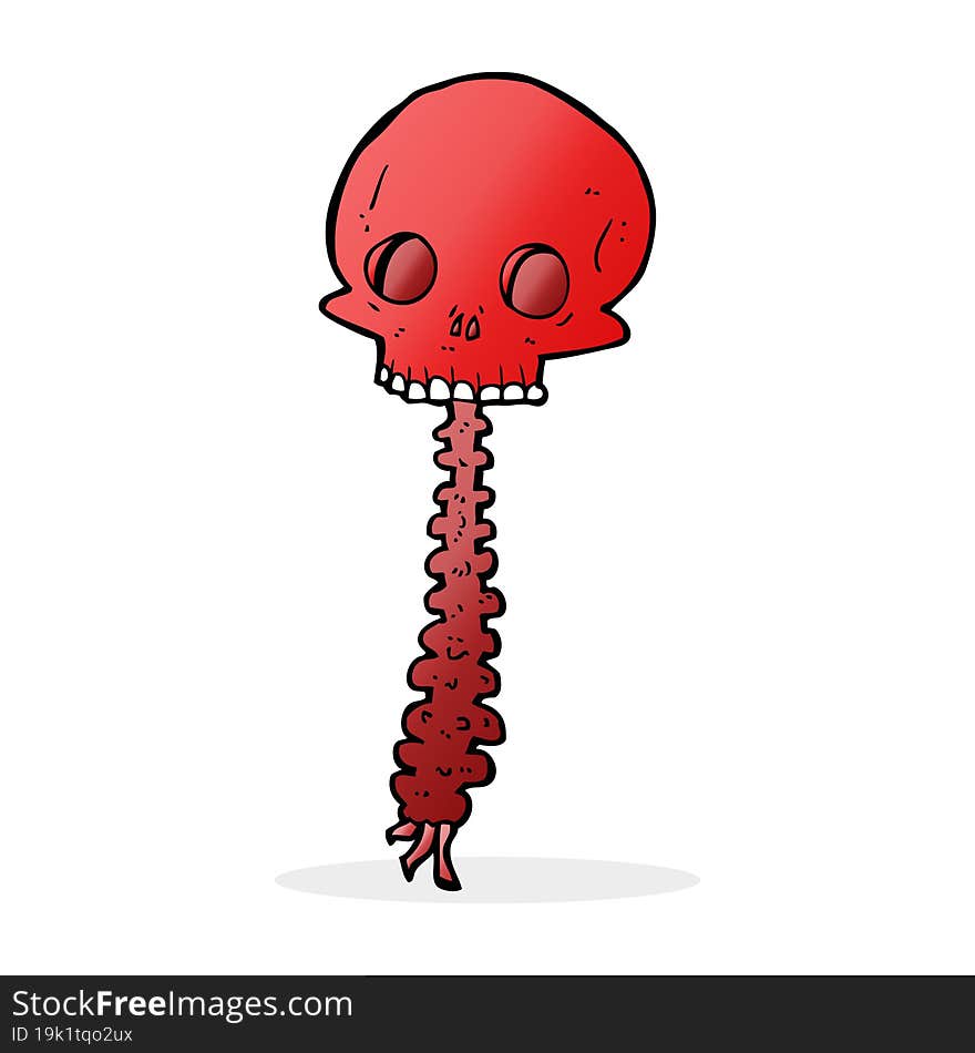 spooky cartoon skull and spine