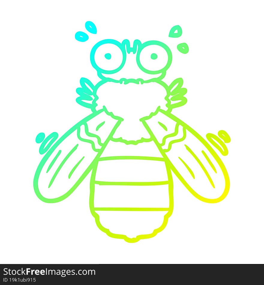 cold gradient line drawing of a cartoon bee