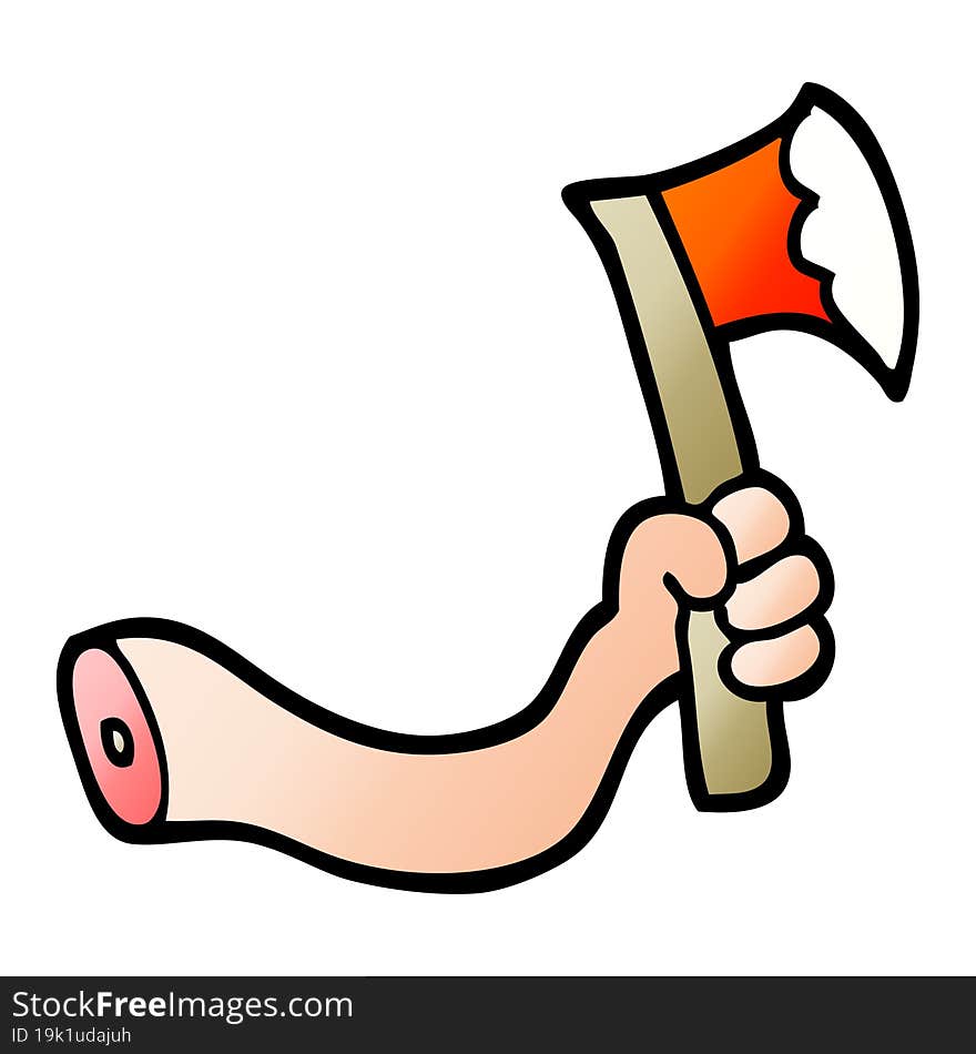 vector gradient illustration cartoon arm with axe