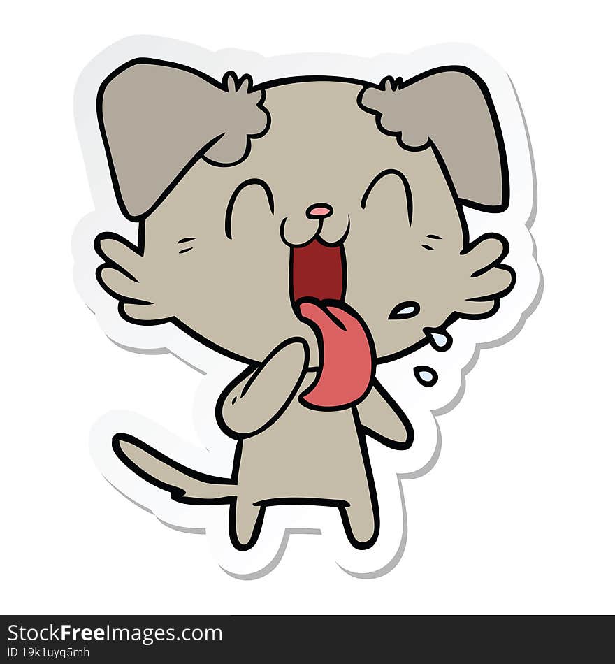 sticker of a cartoon panting dog