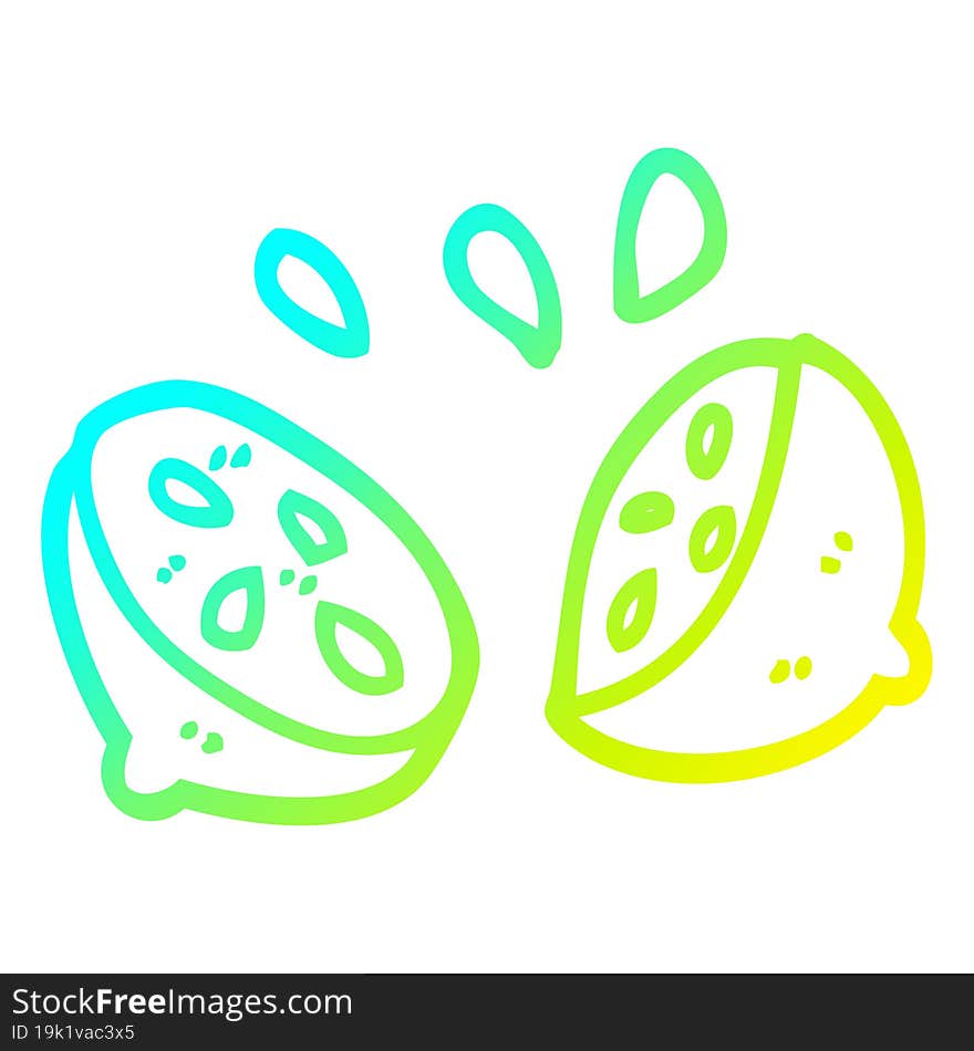 cold gradient line drawing cartoon halved lime