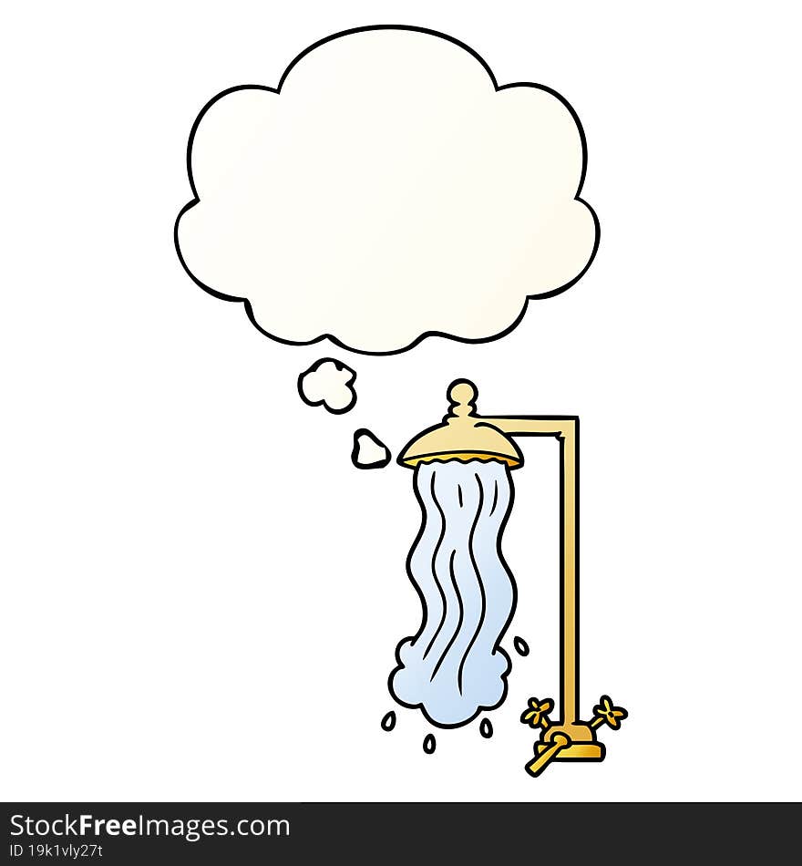 cartoon shower and thought bubble in smooth gradient style