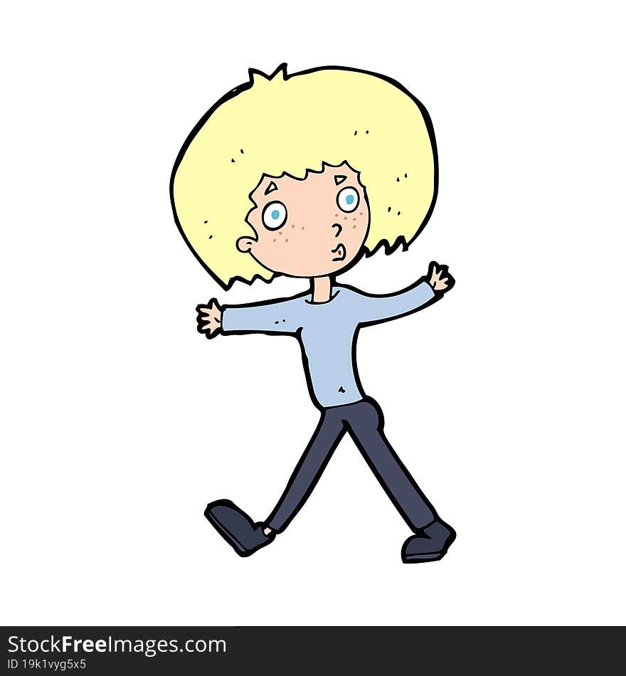 cartoon surprised man walking