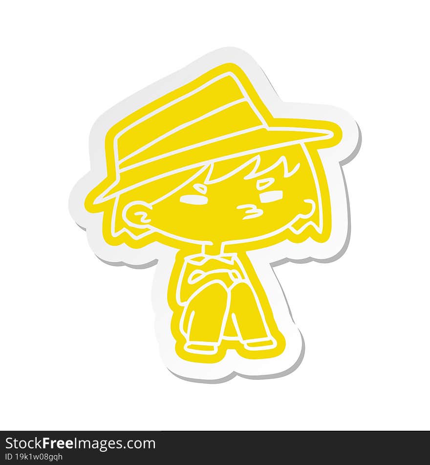 cartoon sticker of a kawaii cute boy