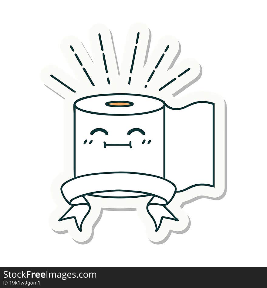 sticker of tattoo style toilet paper character