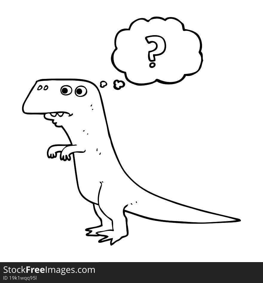 Thought Bubble Cartoon Confused Dinosaur