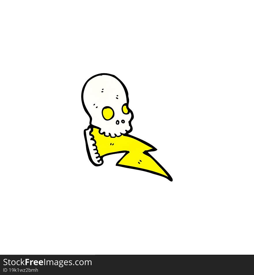 crazy lightning skull cartoon