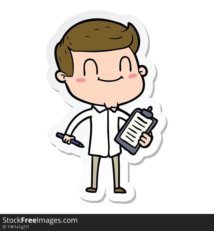 sticker of a cartoon friendly man