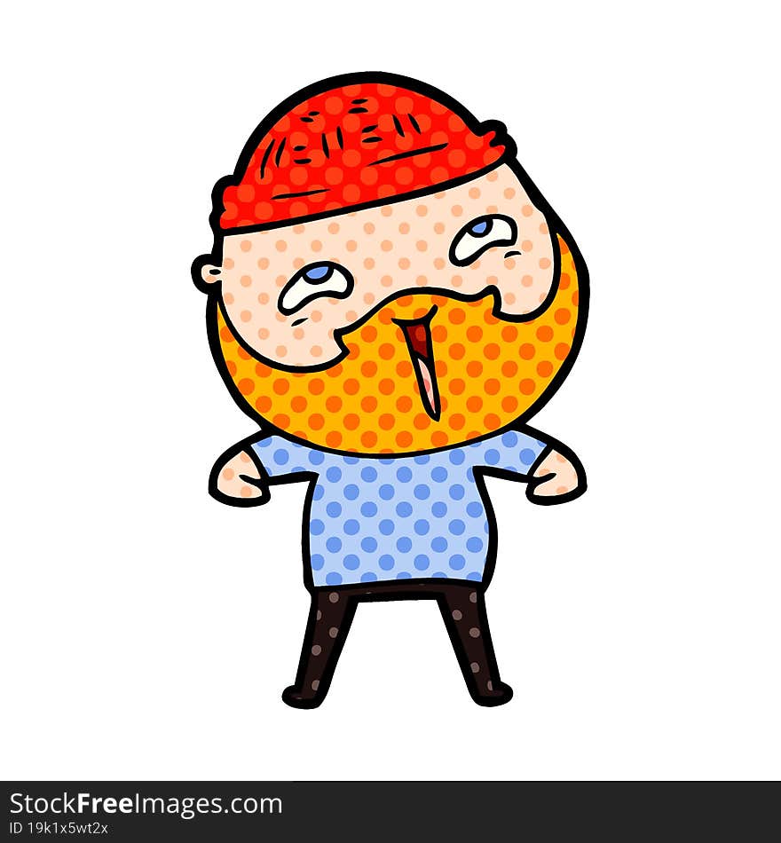 cartoon happy bearded man. cartoon happy bearded man