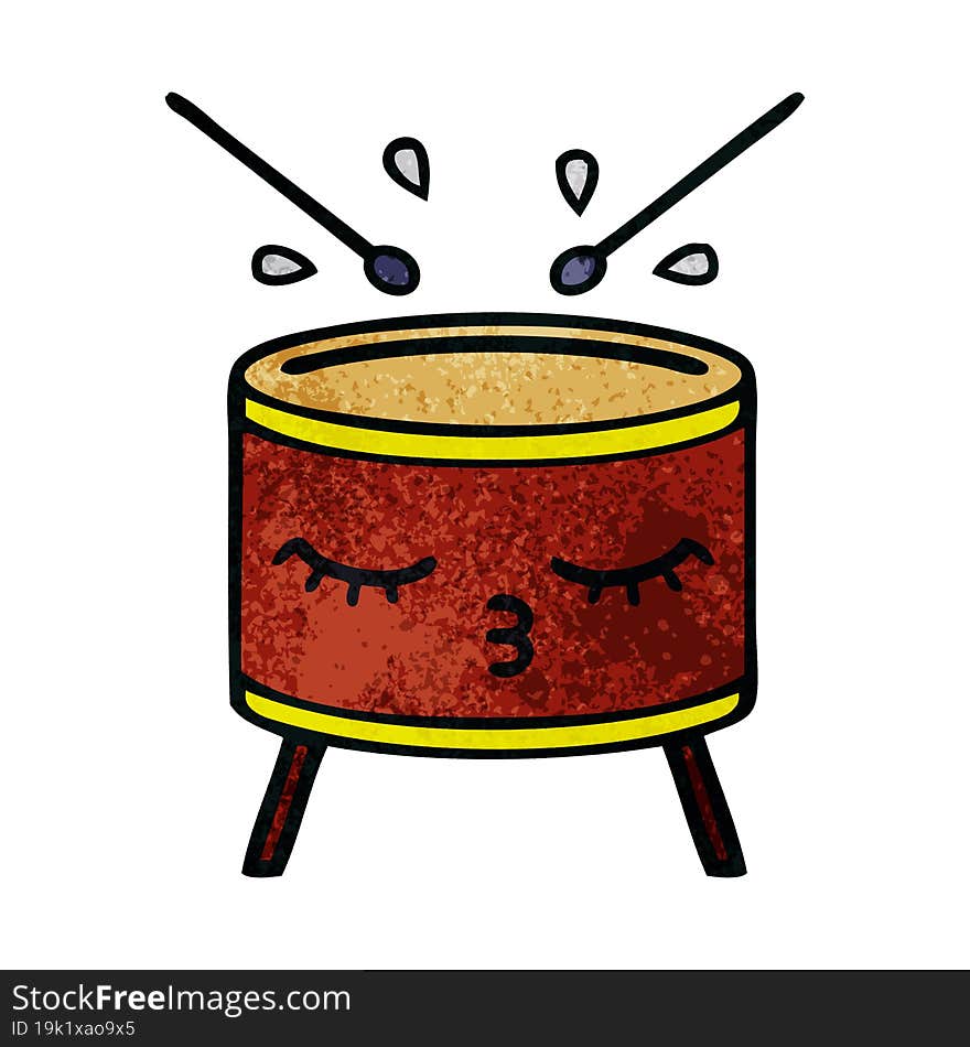 retro grunge texture cartoon of a drum