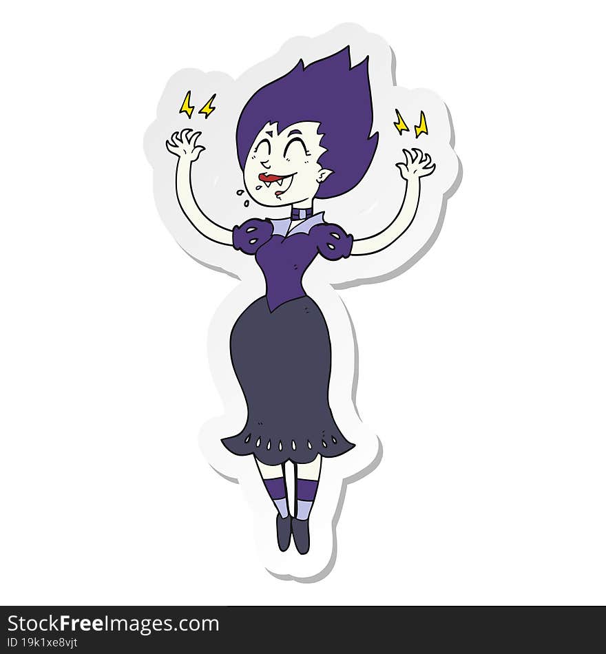 sticker of a cartoon vampire girl