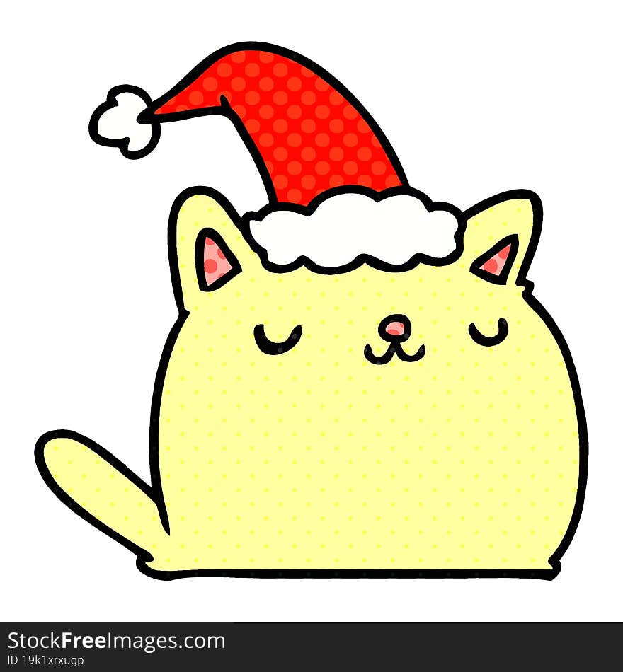 christmas cartoon of kawaii cat