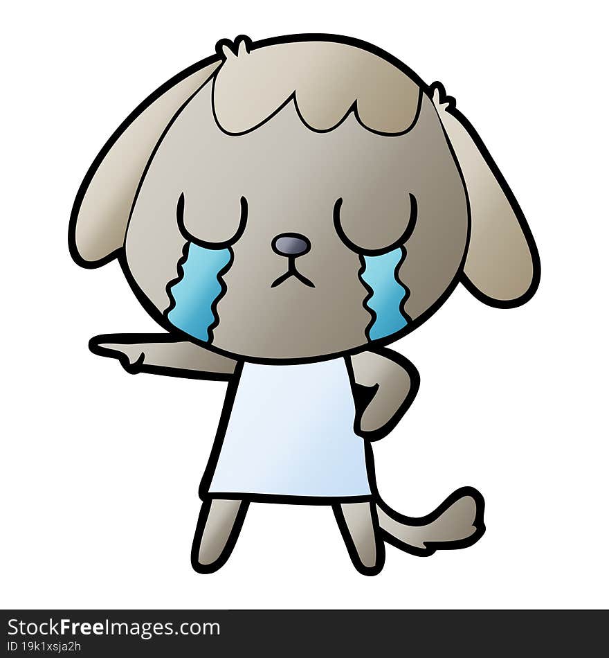 cute cartoon dog crying. cute cartoon dog crying