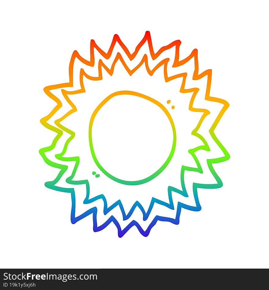 rainbow gradient line drawing cartoon sun