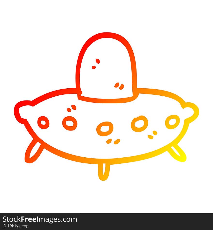 warm gradient line drawing cartoon alien spaceship