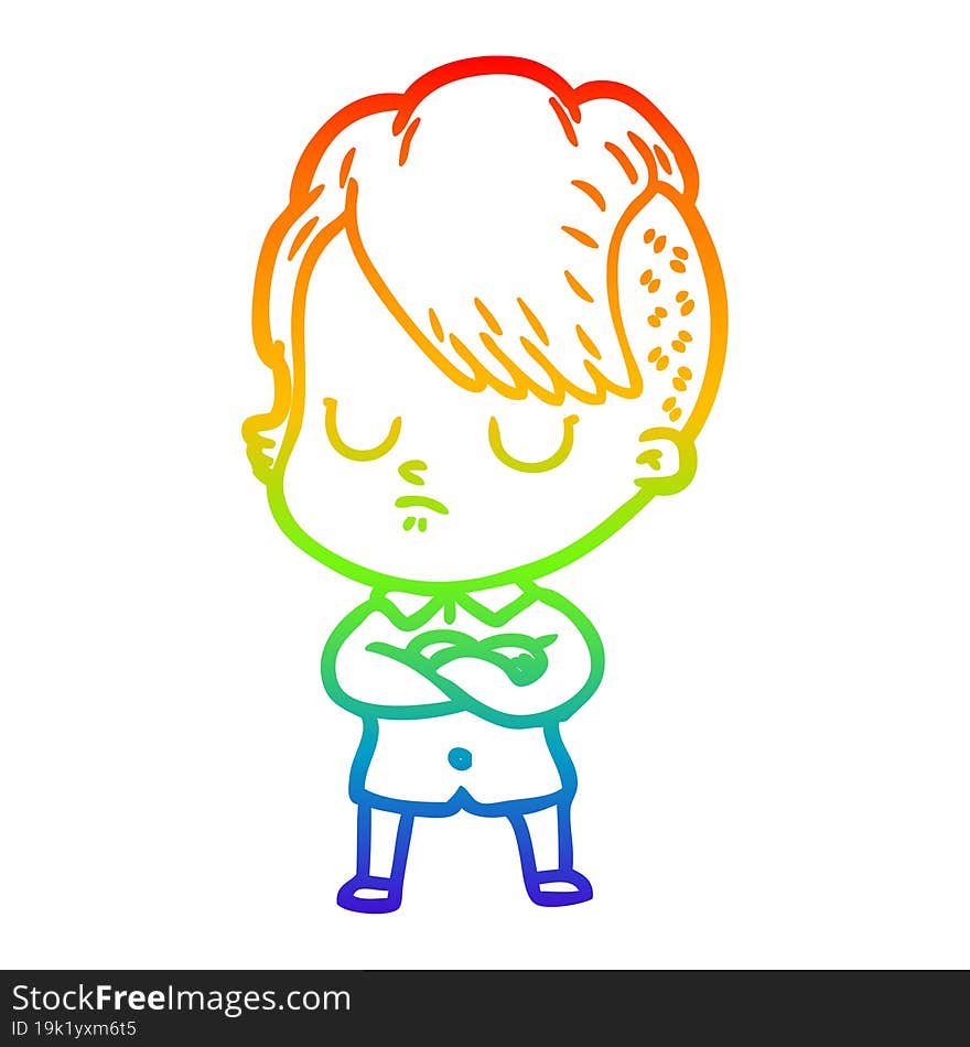 rainbow gradient line drawing of a cartoon woman