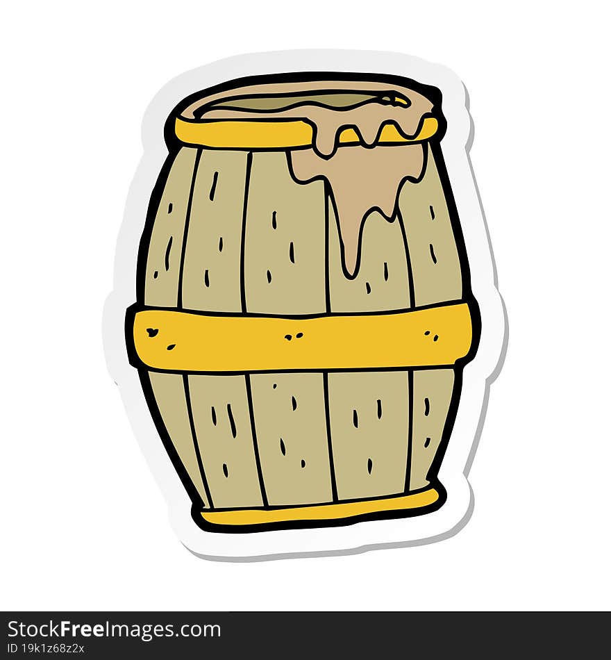 sticker of a cartoon beer barrel