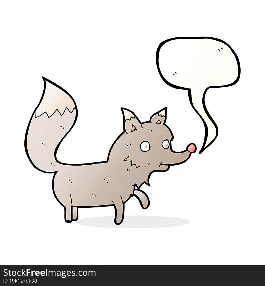 cartoon wolf cub with speech bubble