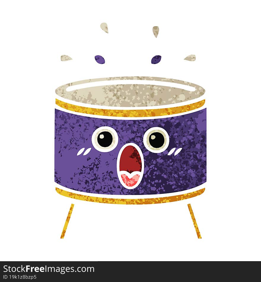 retro illustration style cartoon drum