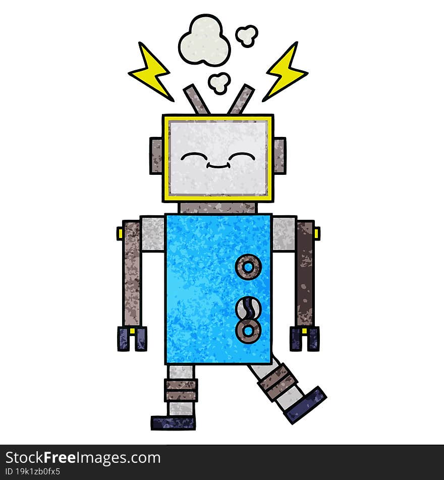 Retro Grunge Texture Cartoon Robot