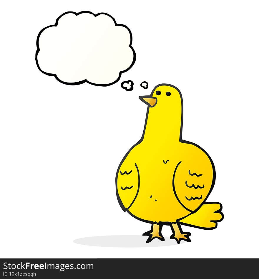 freehand drawn thought bubble cartoon bird