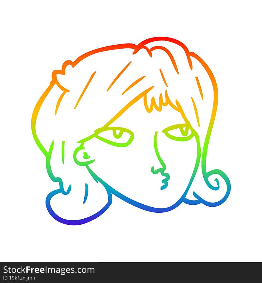 rainbow gradient line drawing of a woman