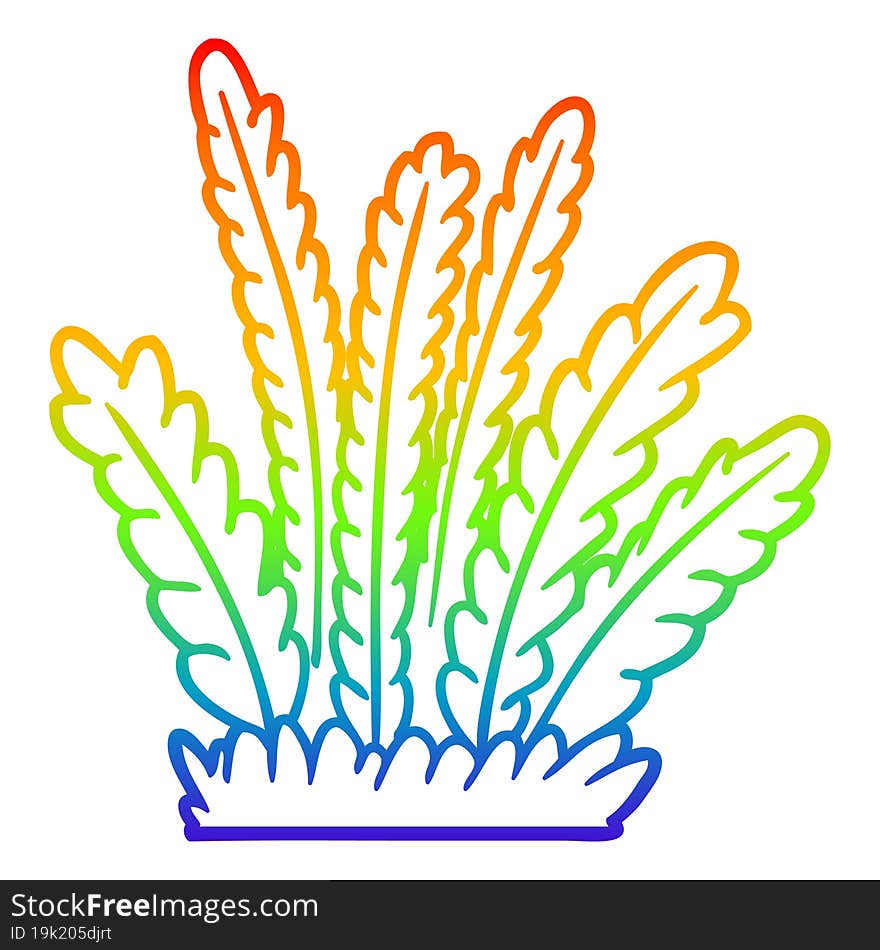 rainbow gradient line drawing cartoon growing plants