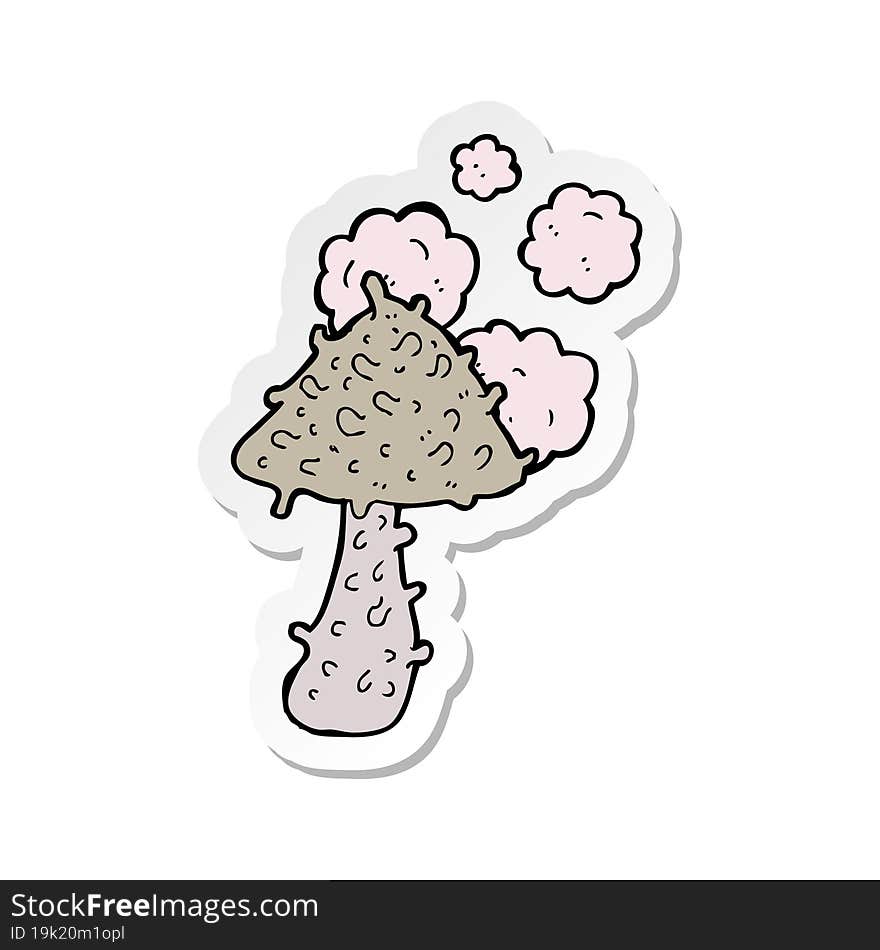 sticker of a cartoon weird mushroom