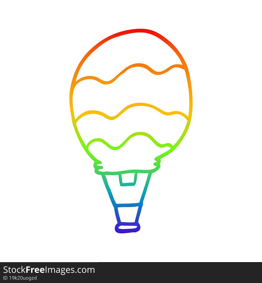 rainbow gradient line drawing of a cartoon hot air balloon