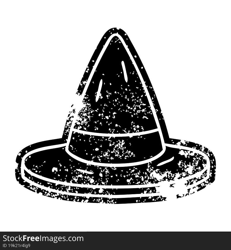 grunge icon drawing of a witches hat