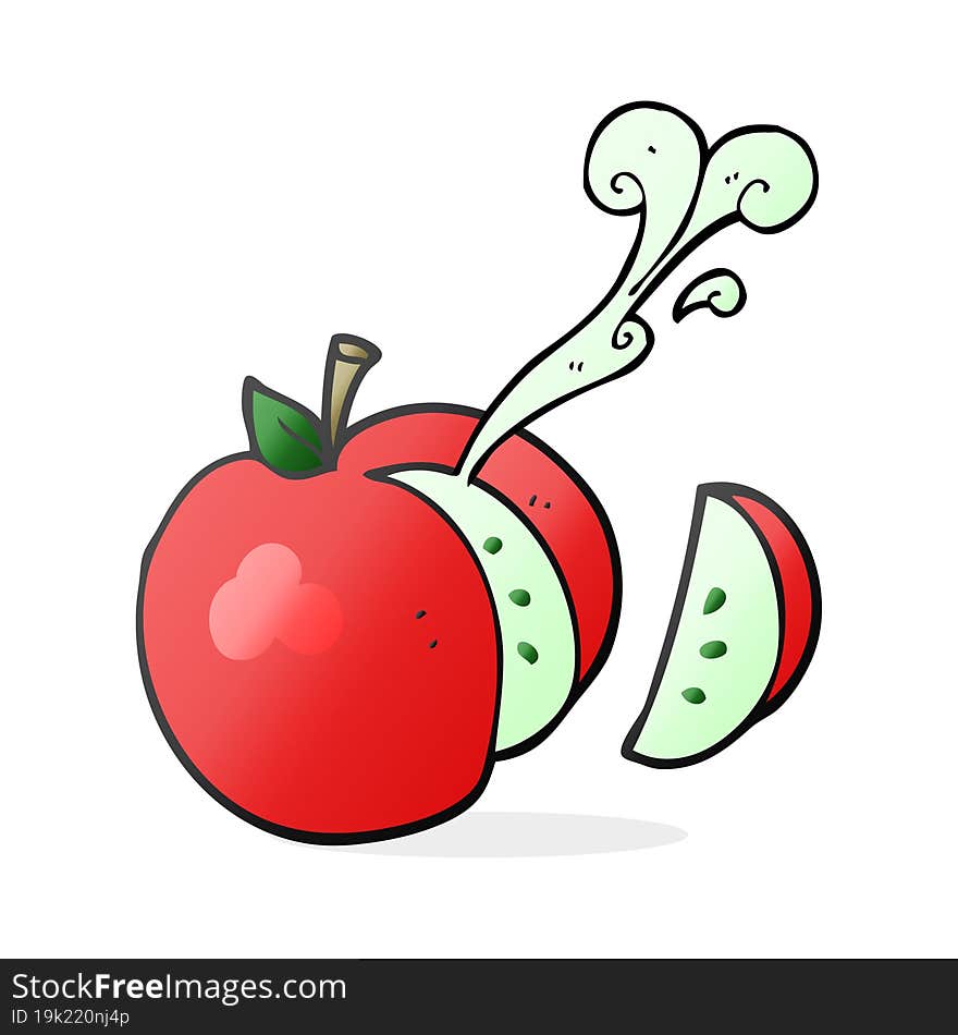 freehand drawn cartoon sliced apple