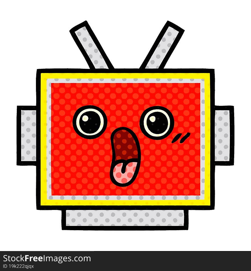 comic book style cartoon robot head