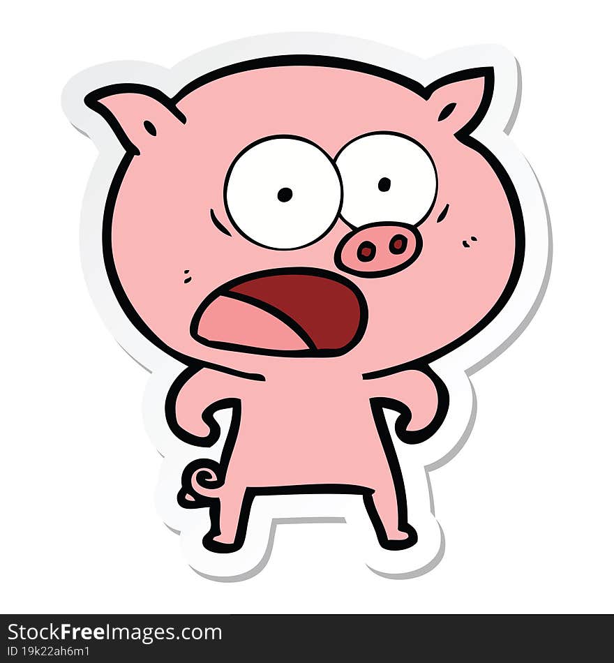 Sticker Of A Cartoon Pig Shouting