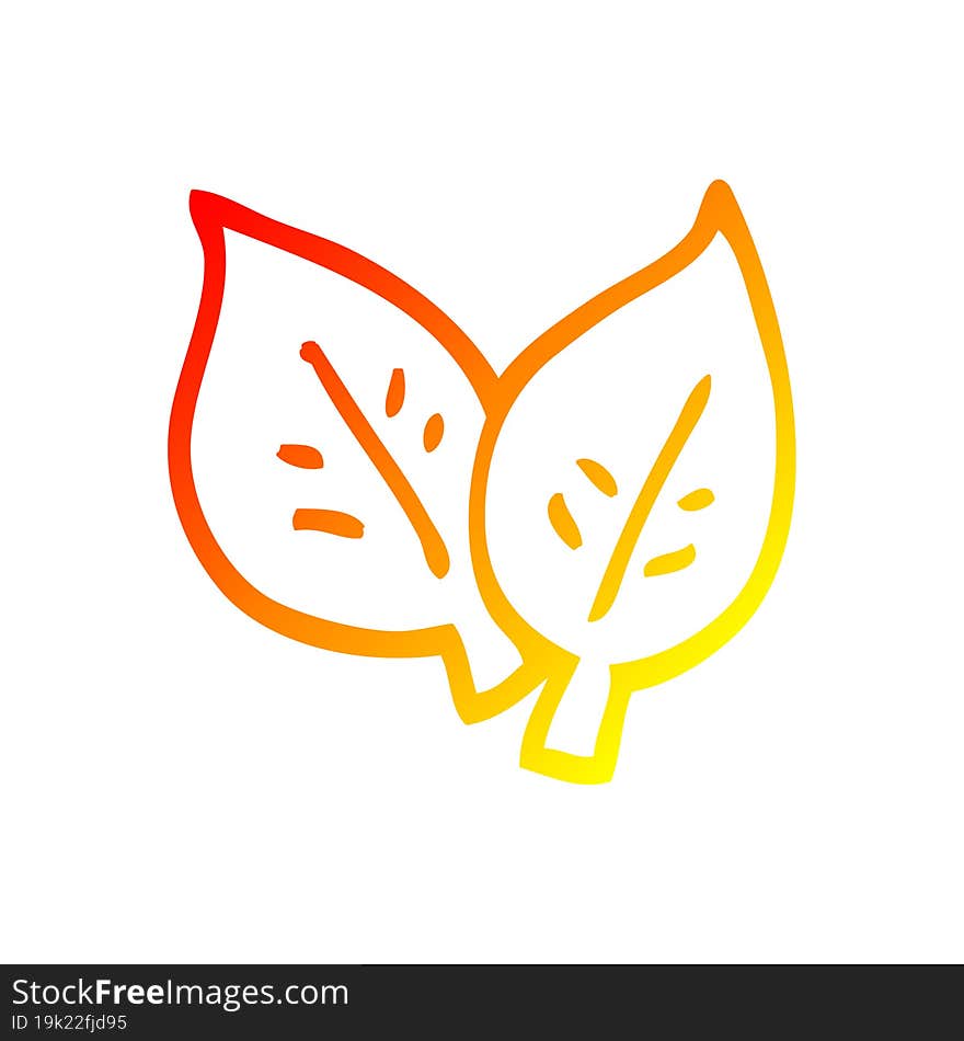 Warm Gradient Line Drawing Cartoon Autumn Leaves