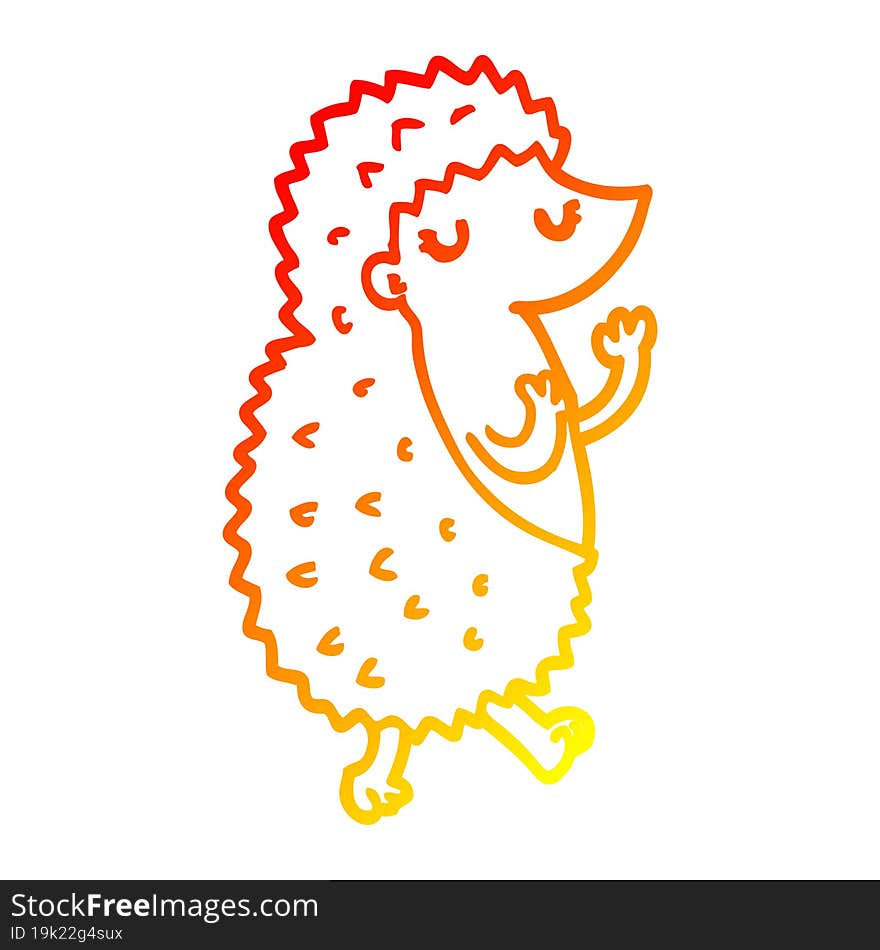 Warm Gradient Line Drawing Cartoon Hedgehog