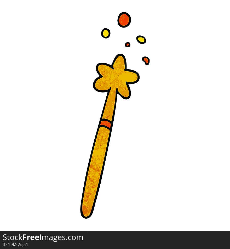 textured cartoon doodle of a magic wand