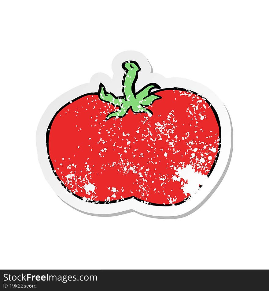 Distressed Sticker Of A Cartoon Tomato