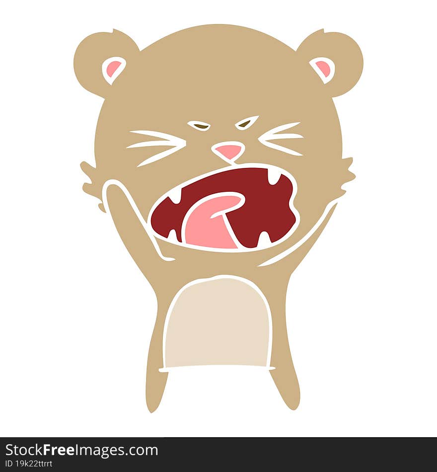 Angry Flat Color Style Cartoon Bear Shouting