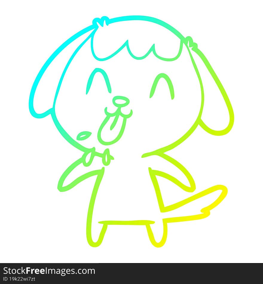 Cold Gradient Line Drawing Cute Cartoon Dog