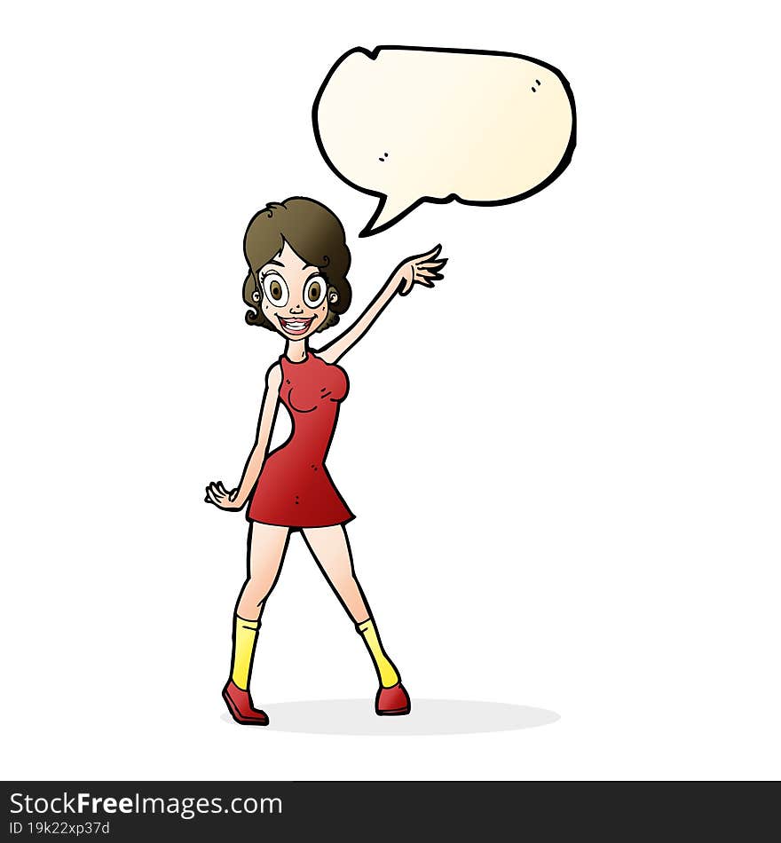 Cartoon Party Girl With Speech Bubble