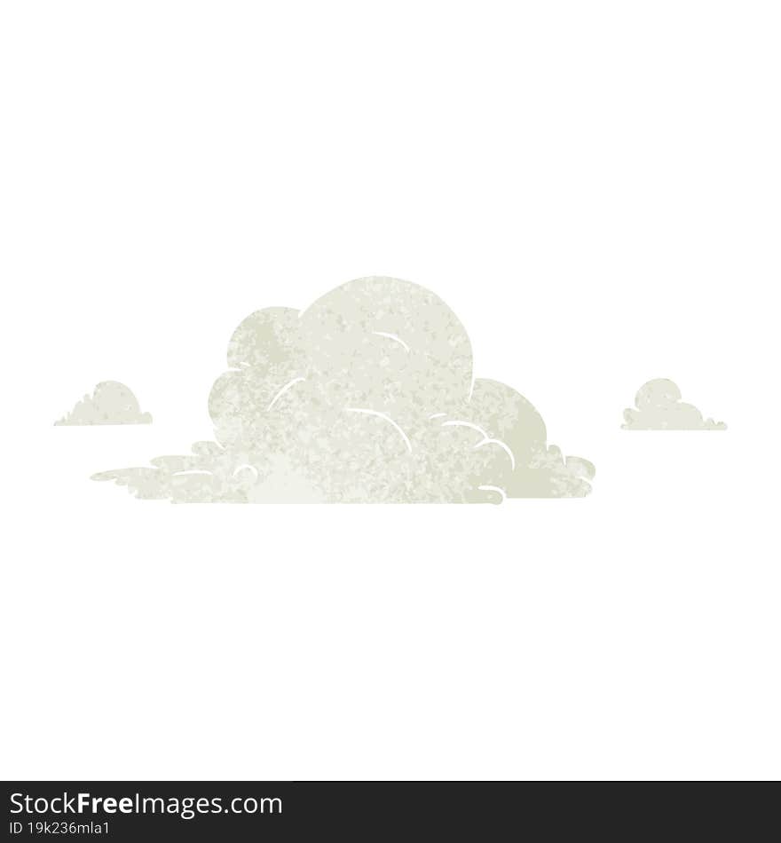 retro cartoon doodle of white large clouds