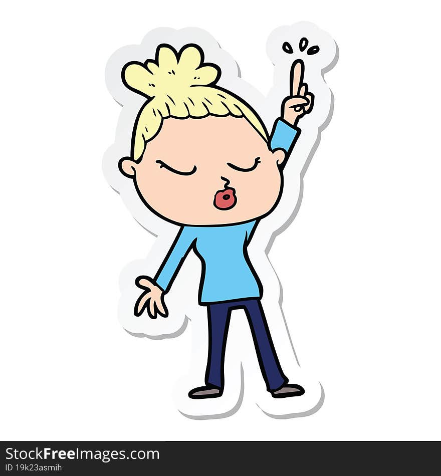 sticker of a cartoon calm woman