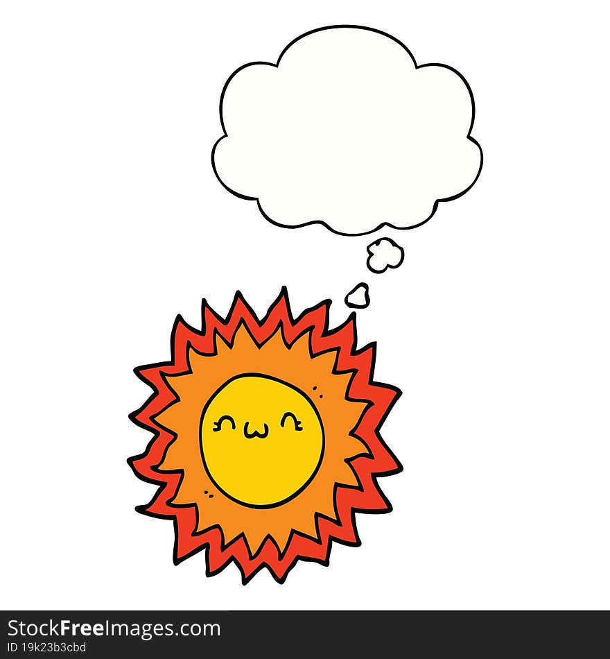 cartoon sun with thought bubble. cartoon sun with thought bubble