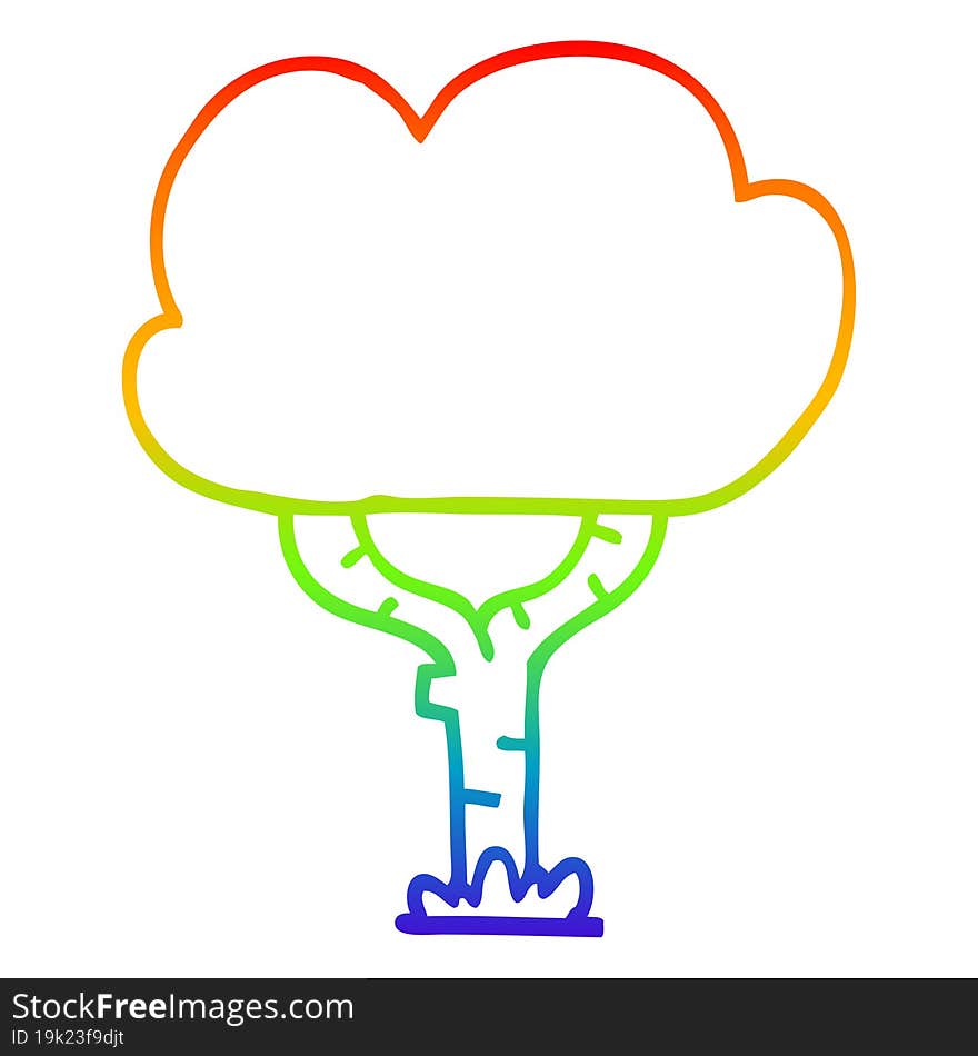 rainbow gradient line drawing cartoon tree