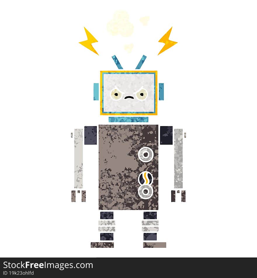 Retro Illustration Style Cartoon Robot