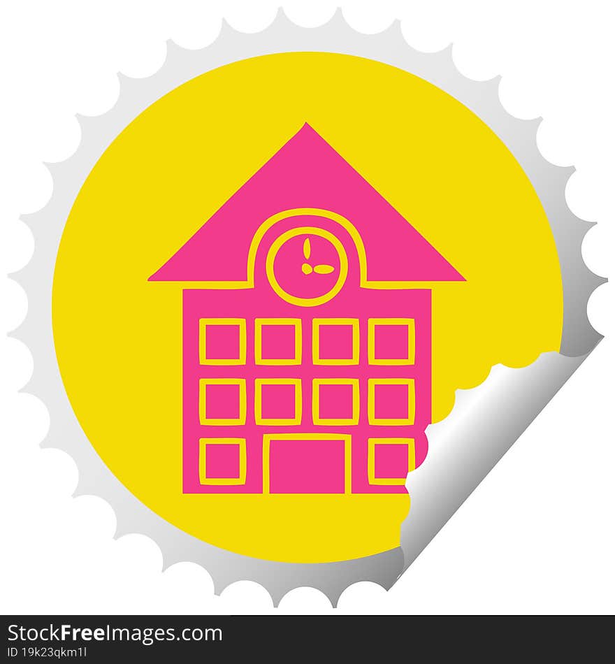 Circular Peeling Sticker Cartoon Town House