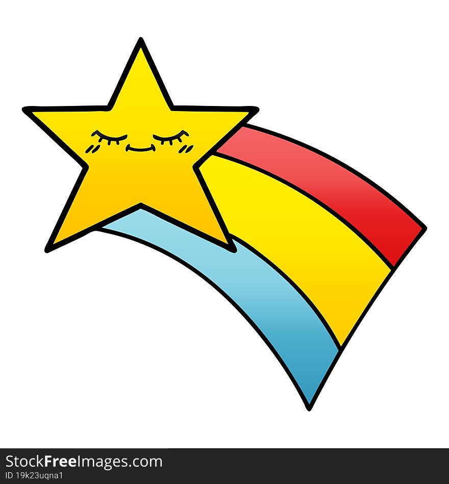 gradient shaded cartoon shooting rainbow star